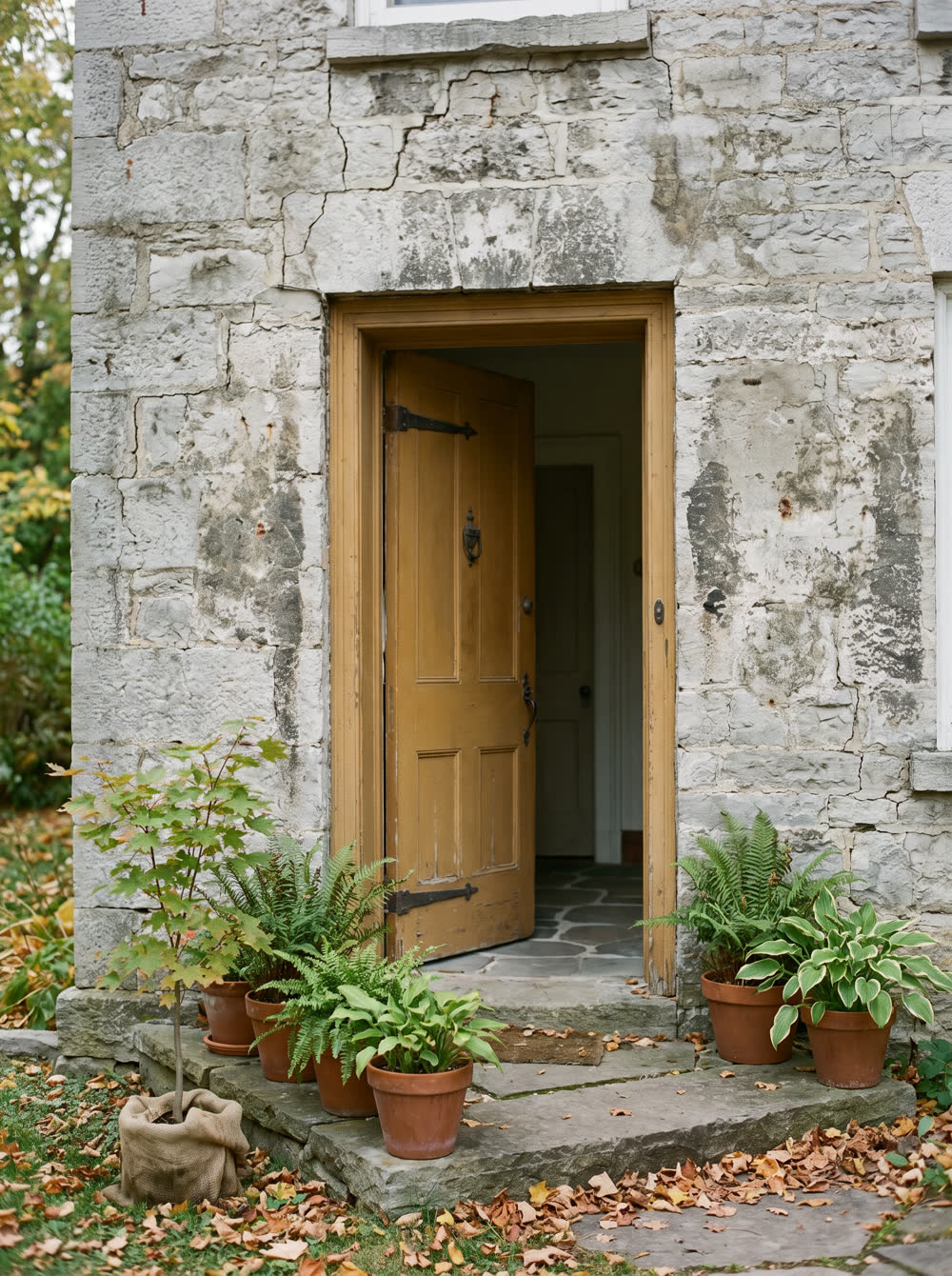 A heritage limestone home entrance in Kingston